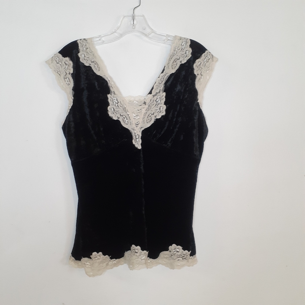 Velvet and lace tank